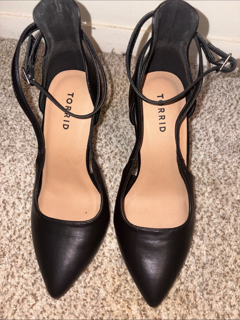 torrid Black Pointed-Toe Ankle-Strap Pumps with Wrap Straps